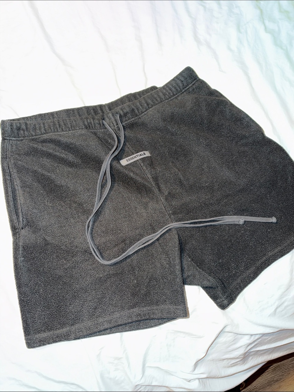 ESSENTIALS Men’s Black Terry Cloth Shorts